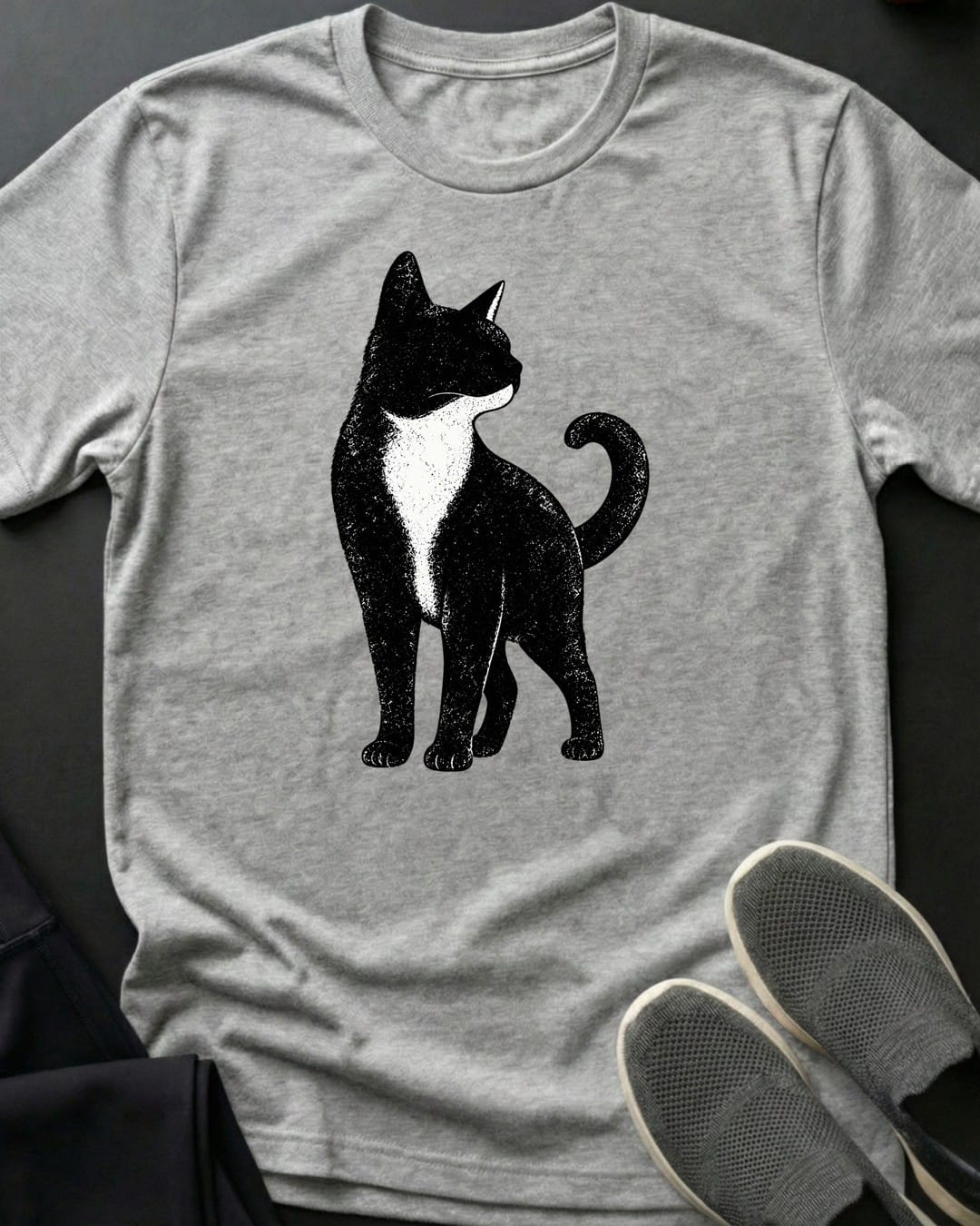 Tuxedo Cat Tee in Sport Grey