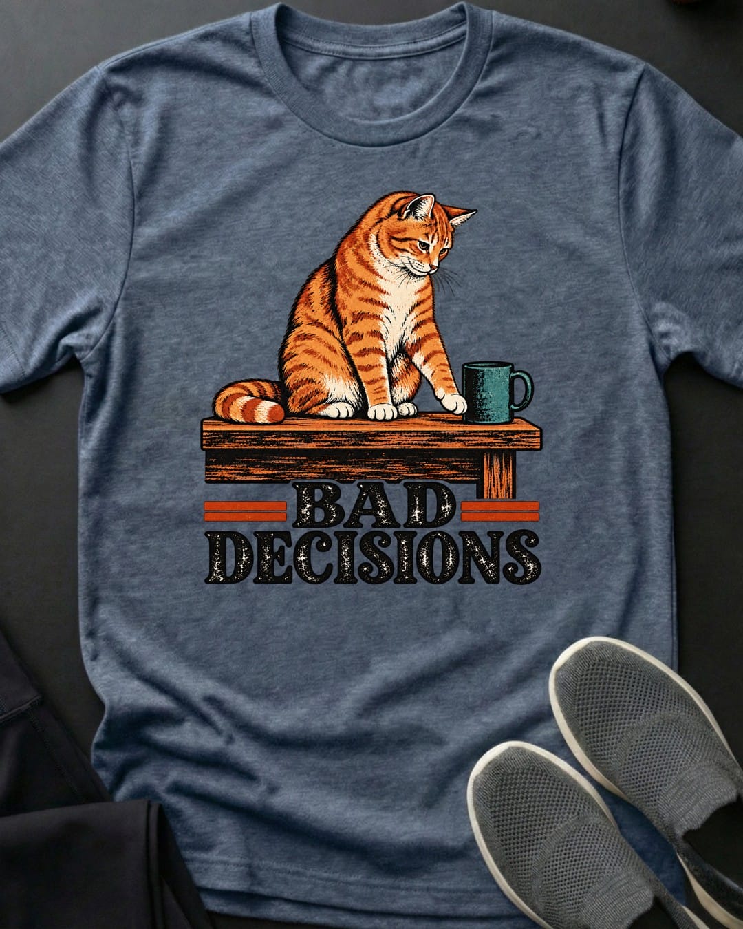 Bad Decisions Tee in Heather Indigo