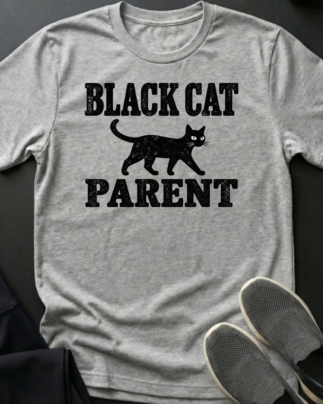 Black Cat Parent Tee in Sport Grey