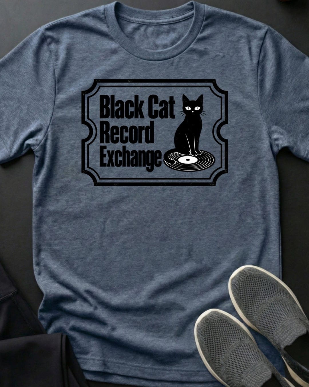 Record Exchange Tee in Heather Indigo