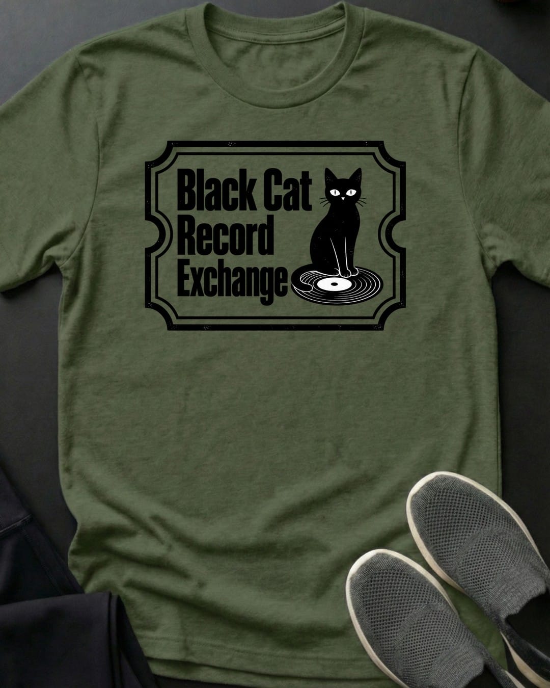 Record Exchange Tee in Military Green