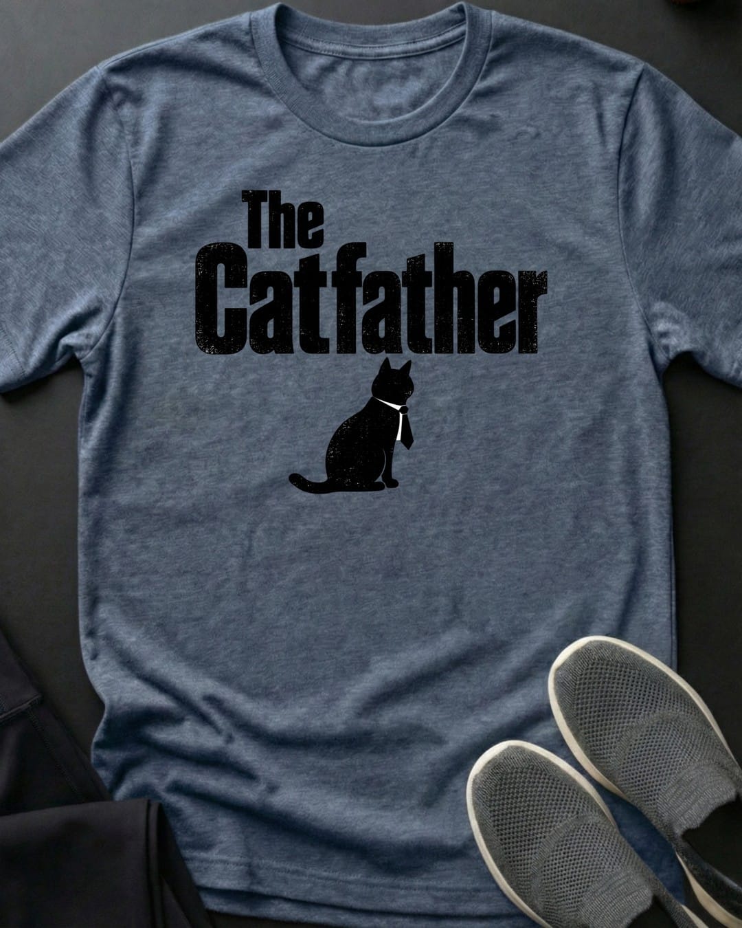 The Catfather II Tee in Heather Indigo