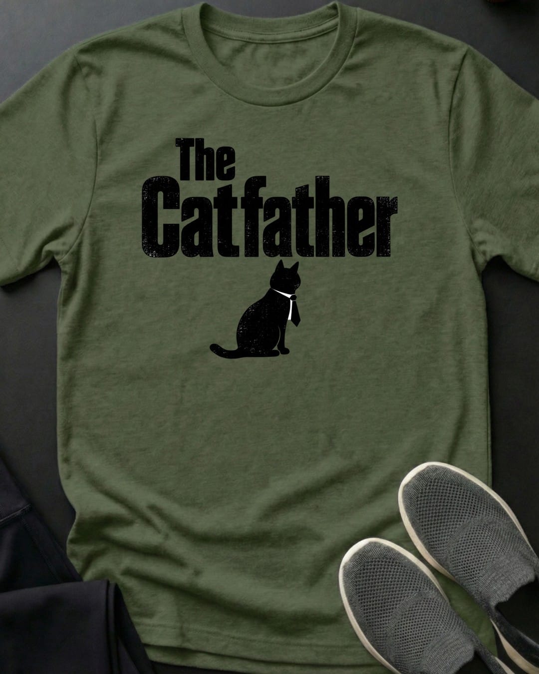 The Catfather II Tee in Military Green