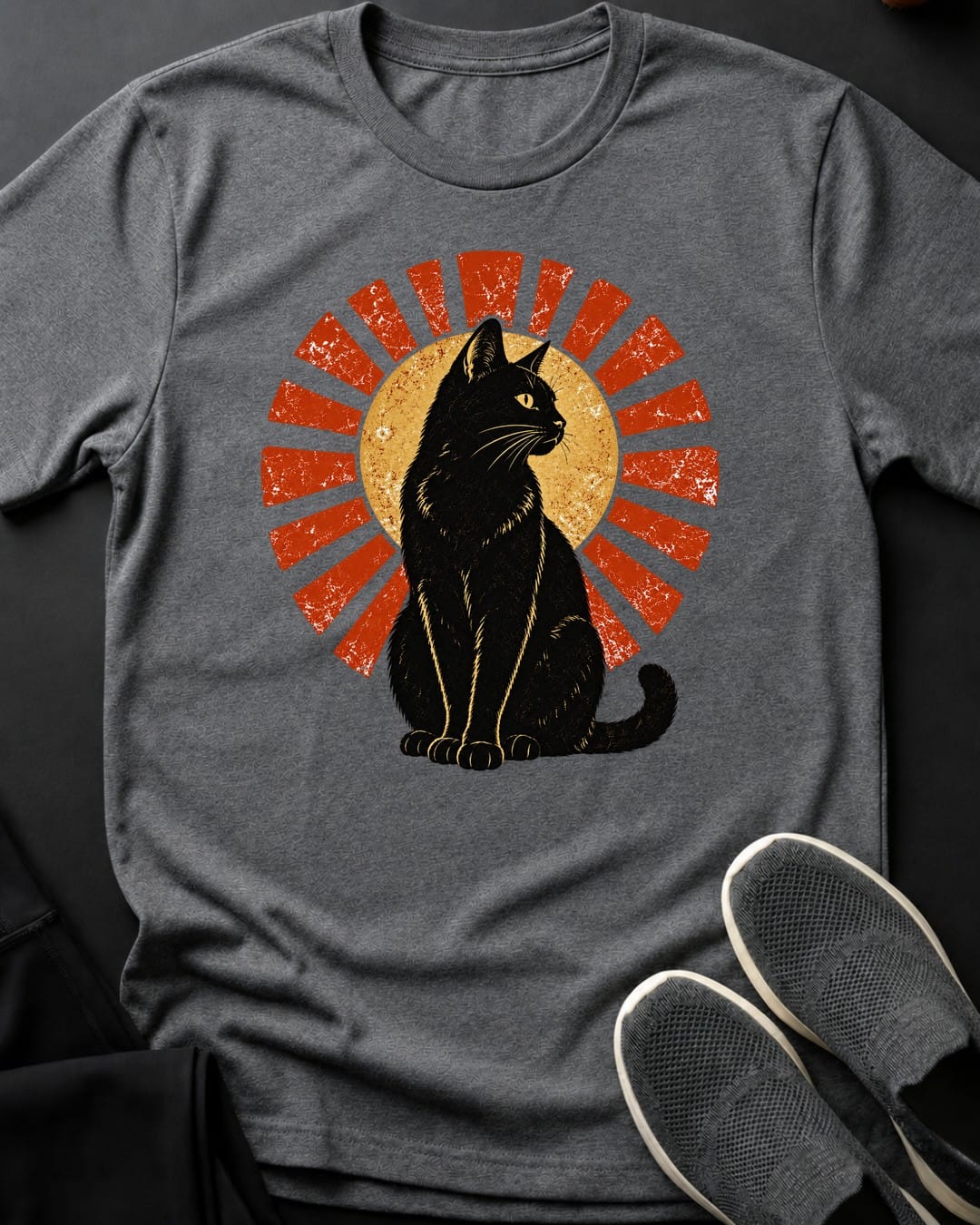 Sunburst Cat Tee in Graphite Heather