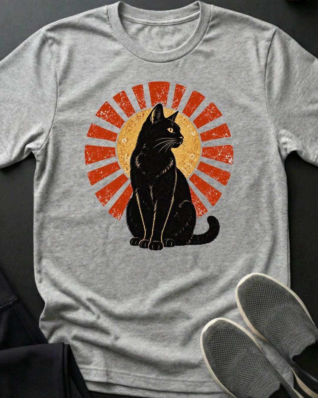 Sunburst Cat Tee in Sport Grey