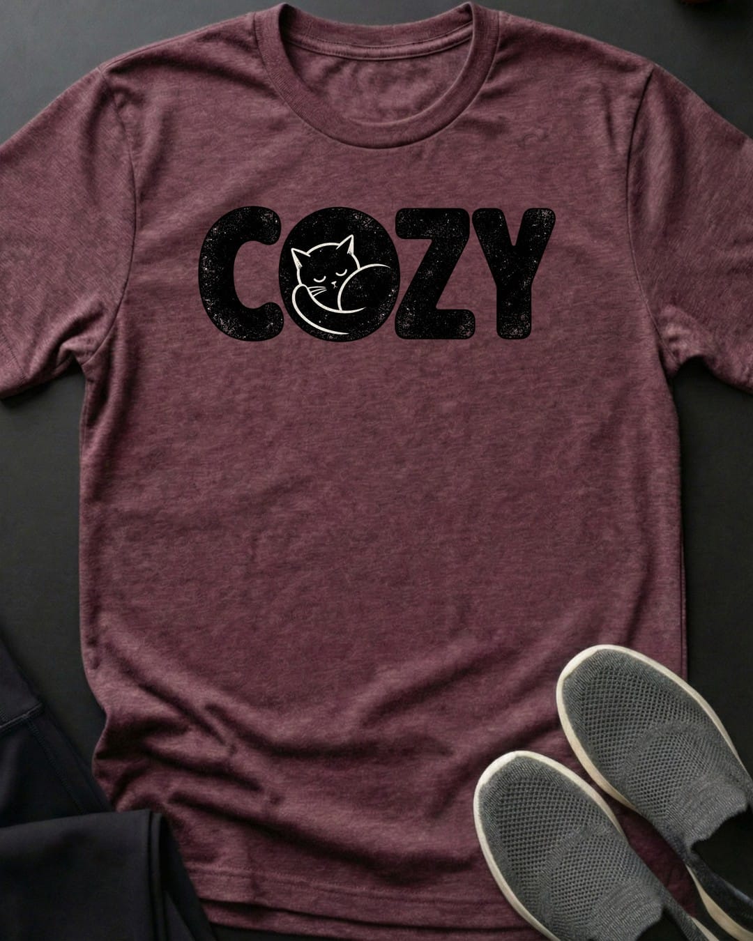 Cozy Tee in Heather Maroon