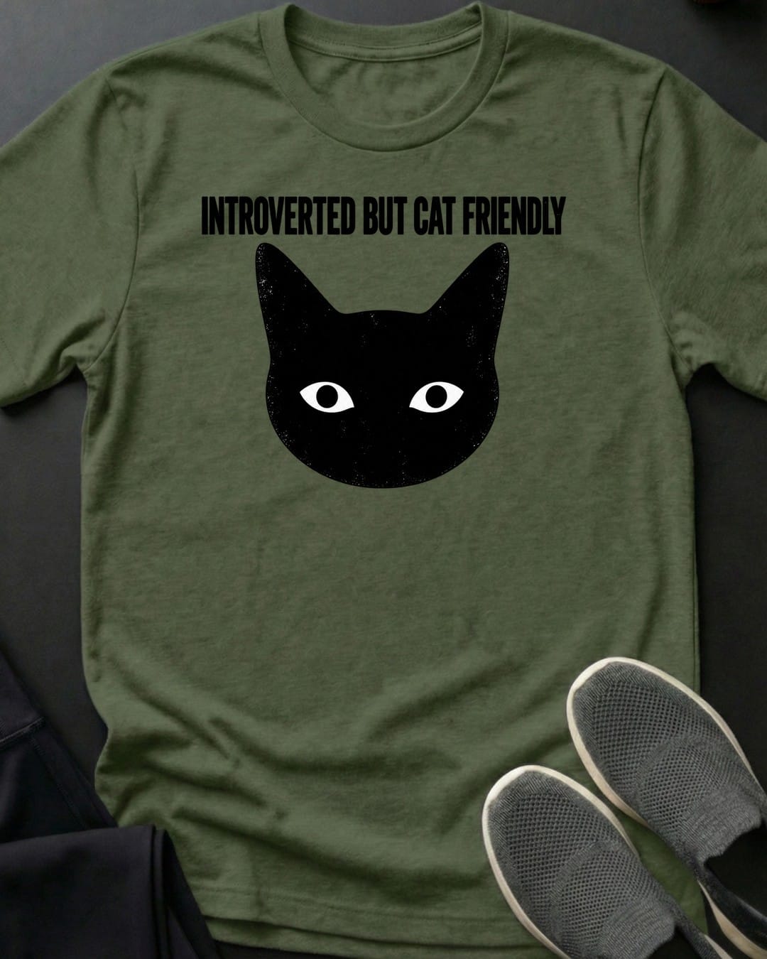 Cat Friendly Tee in Military Green