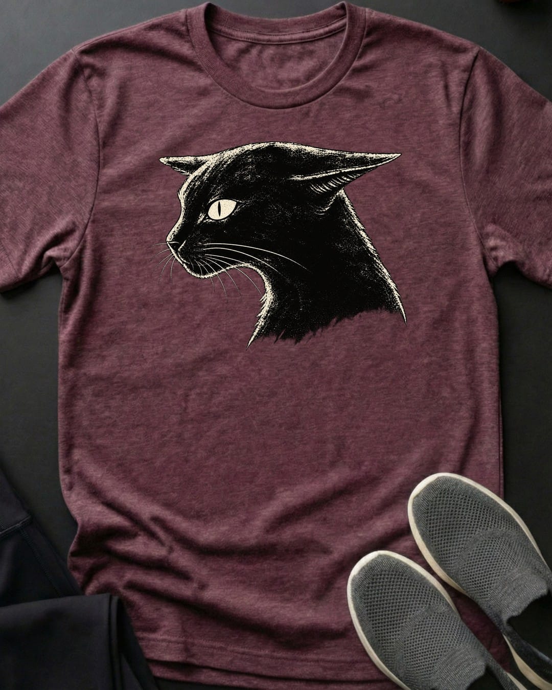 Side Eye Tee in Heather Maroon
