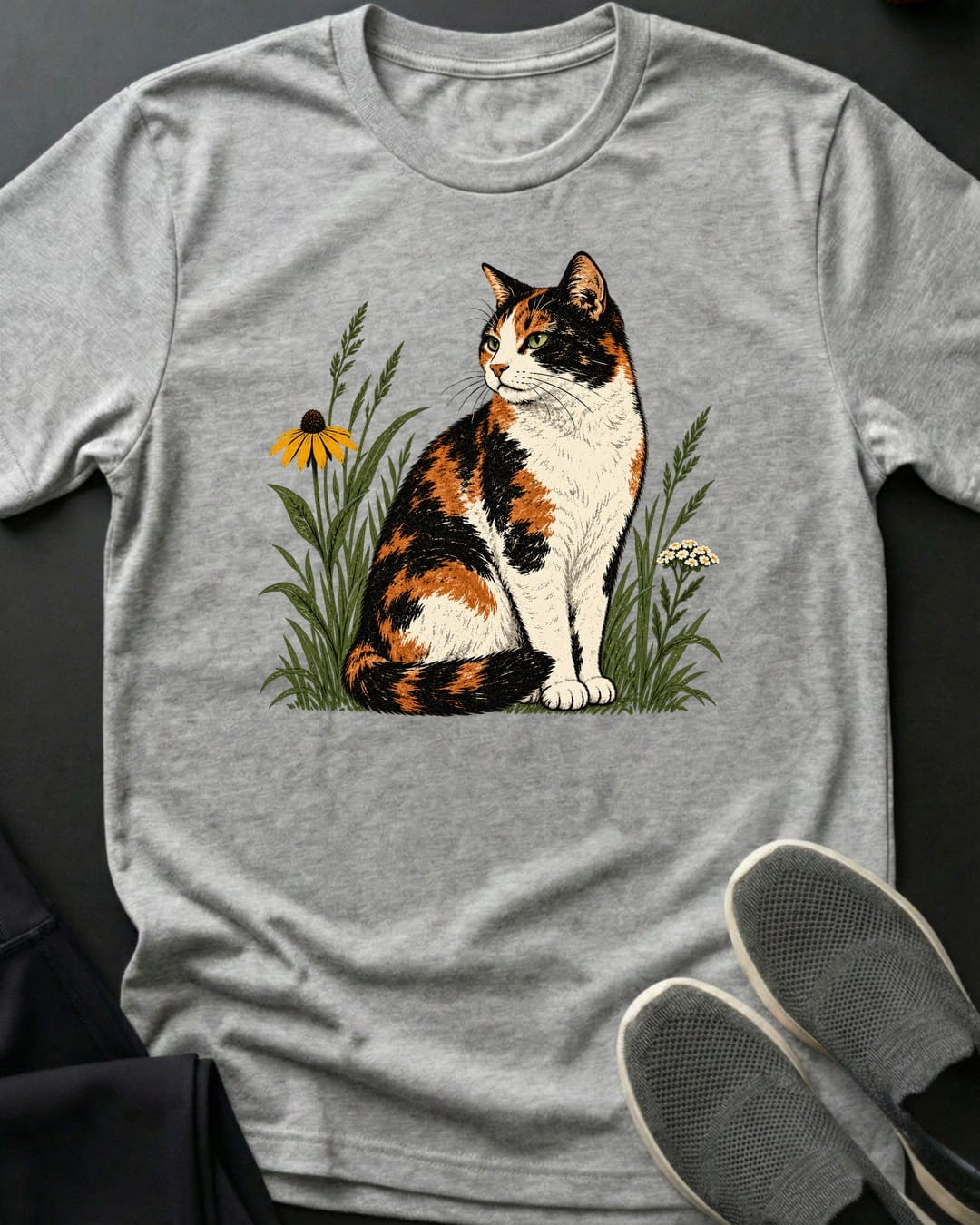 Wildflower Calico Tee in Sport Grey