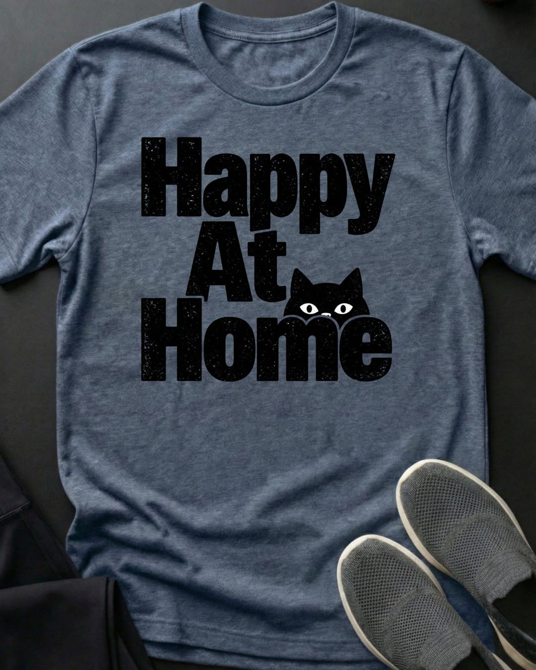 Happy At Home Tee in Heather Indigo
