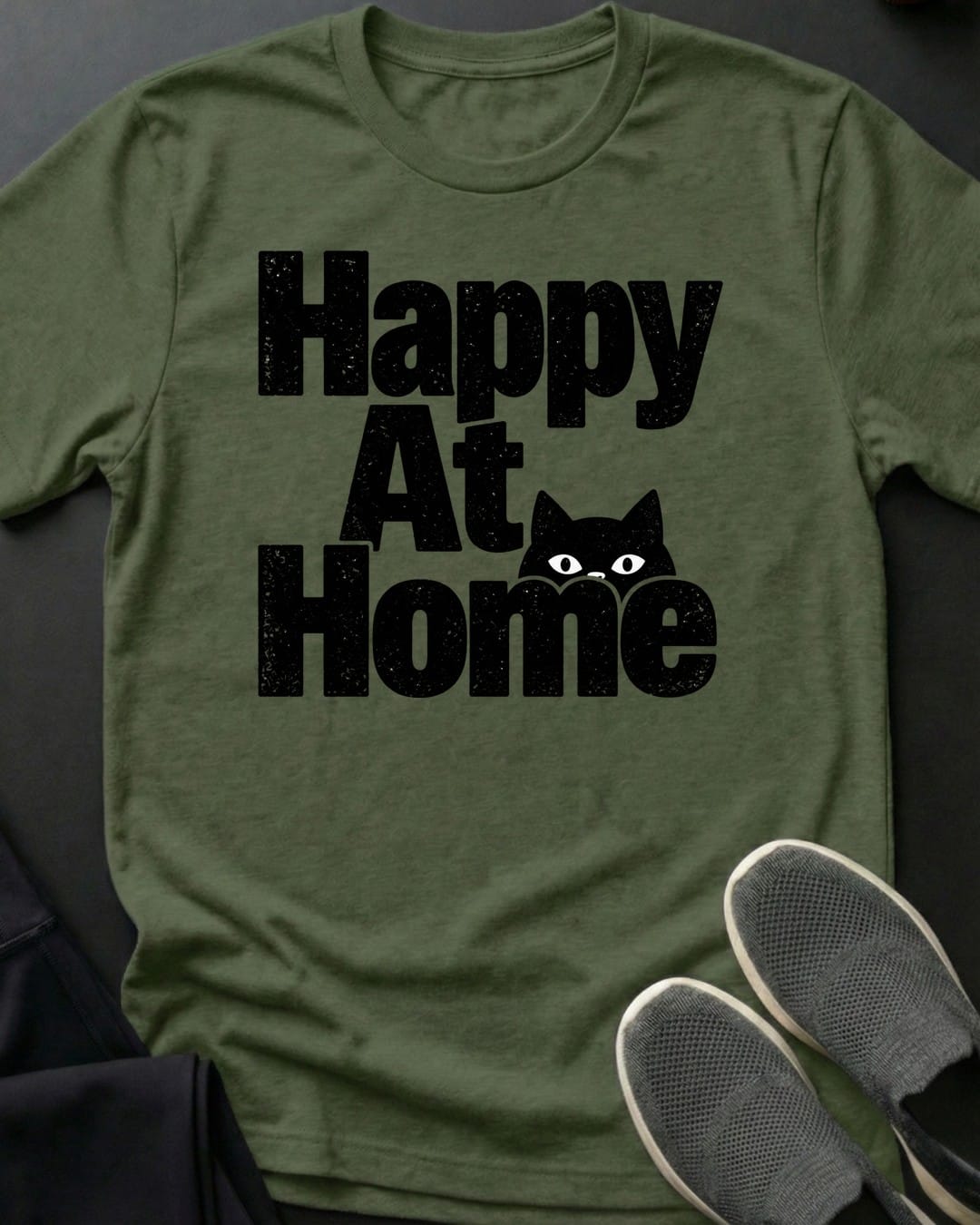 Happy At Home Tee in Military Green