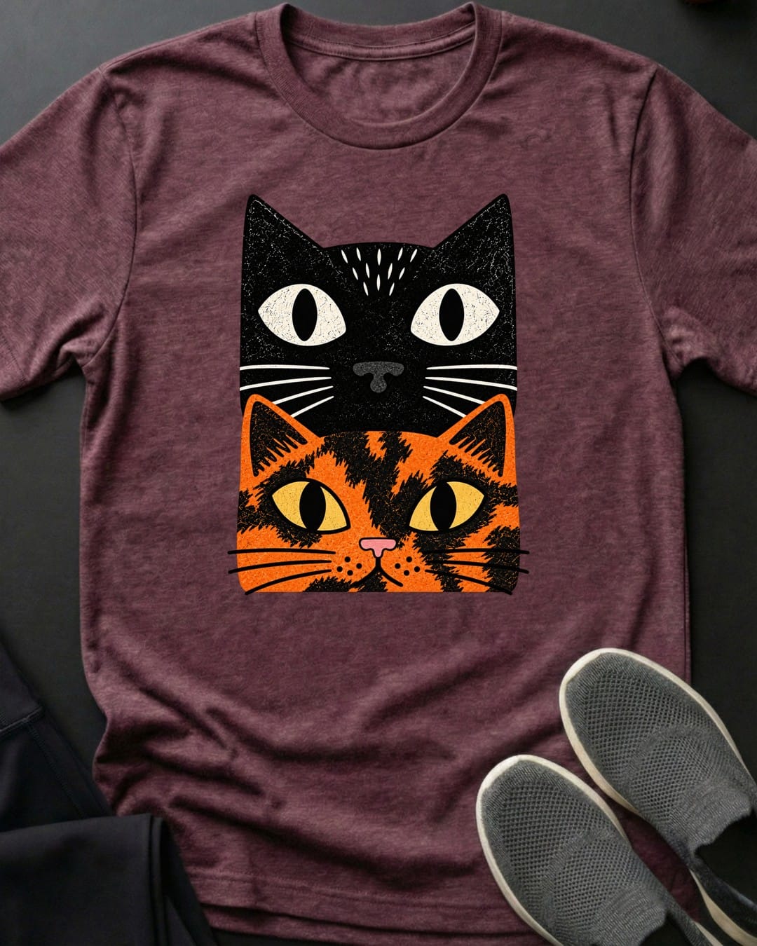 Tortie Stack Tee in Heather Maroon
