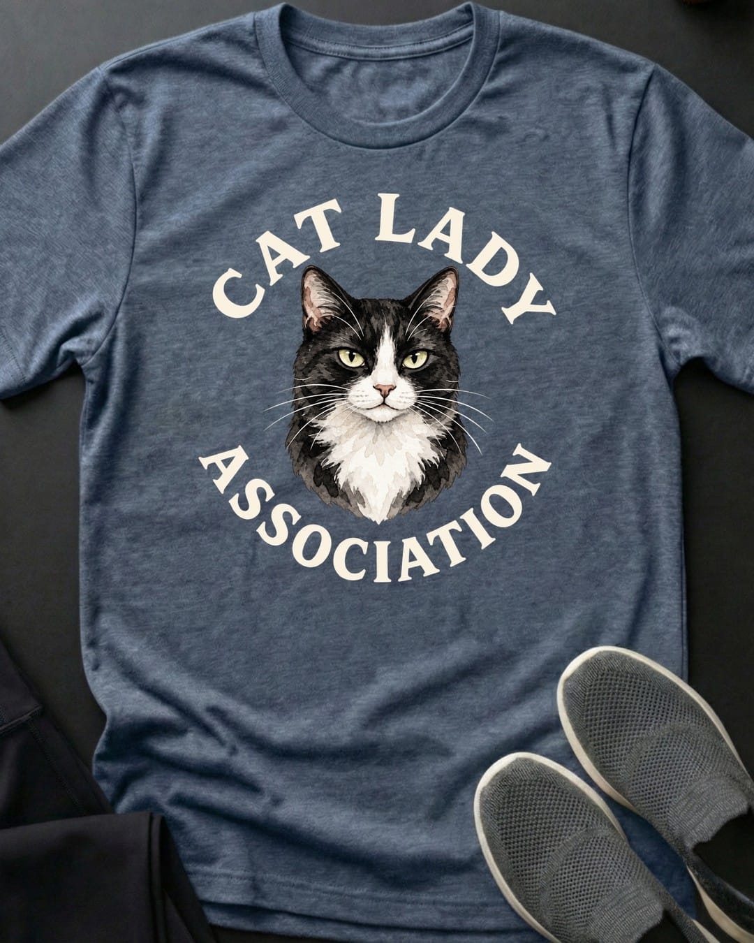 Cat Lady Association Tee in Heather Indigo