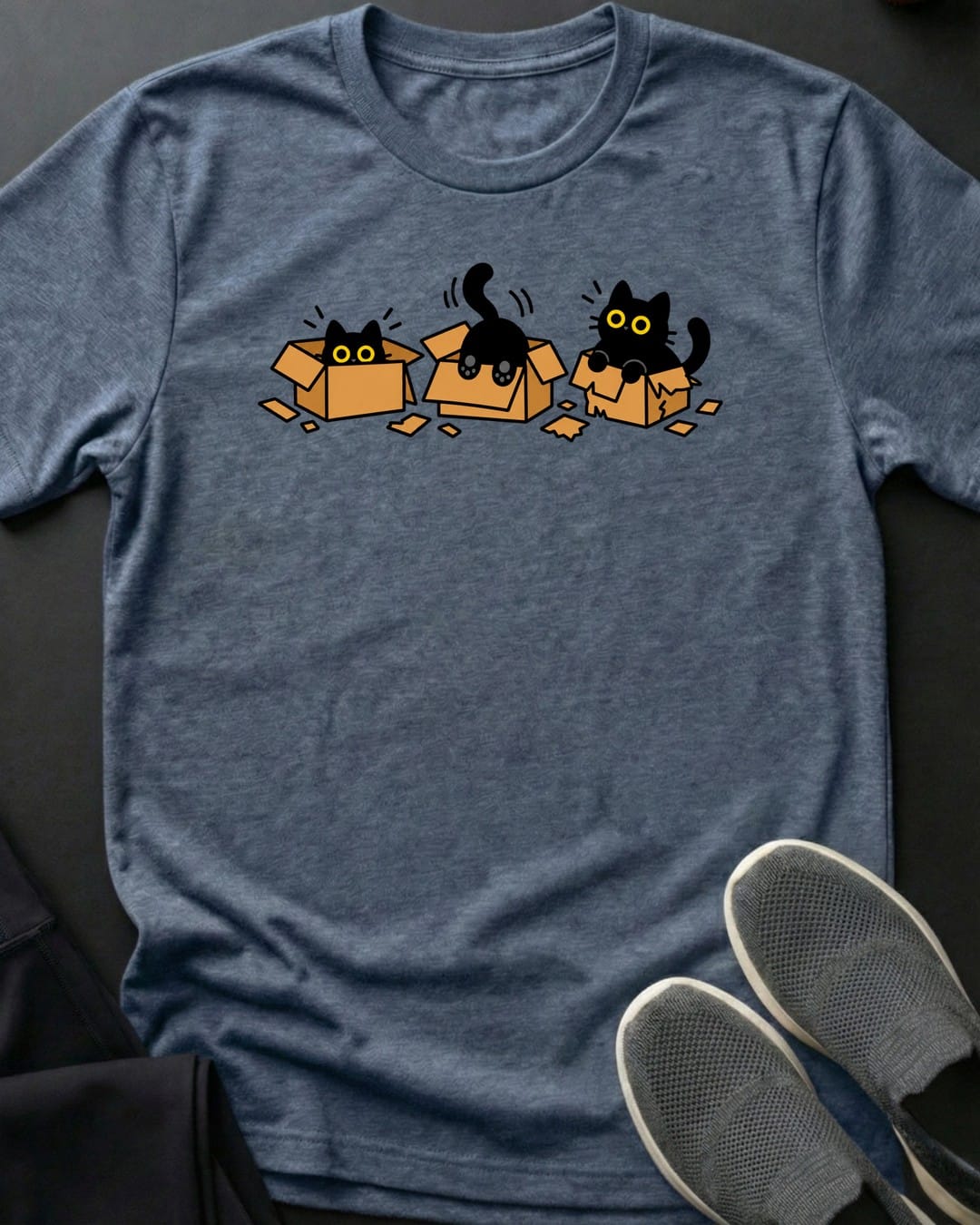Cardboard Zoomies Tee in Heather Indigo
