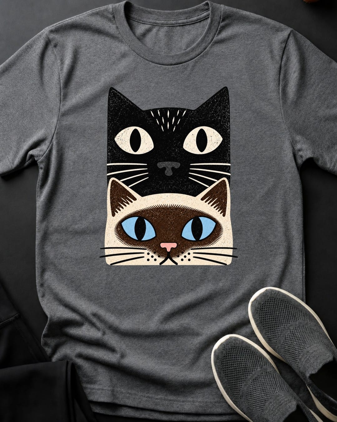 Siamese Stack Tee in Graphite Heather