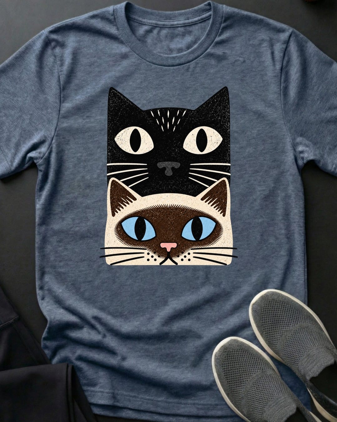 Siamese Stack Tee in Heather Indigo