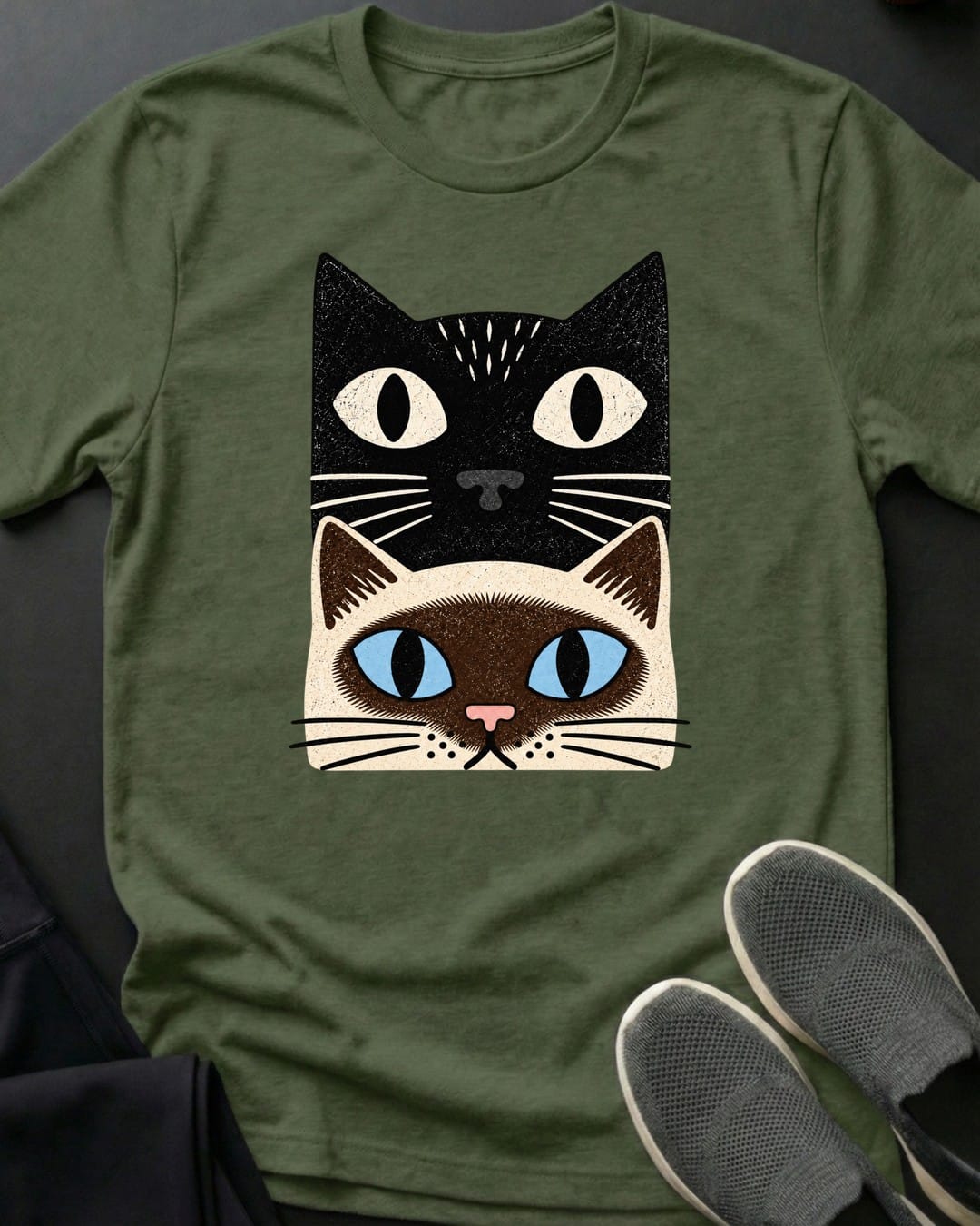 Siamese Stack Tee in Military Green