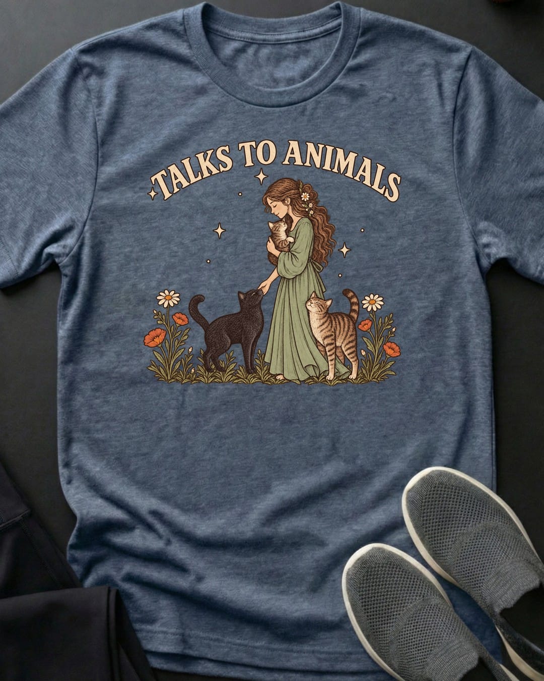 Talks To Animals Tee in Heather Indigo