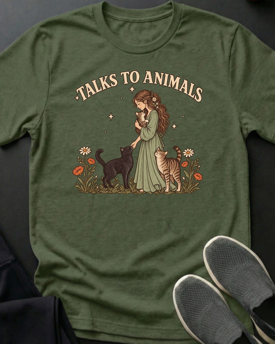Talks To Animals Tee in Military Green