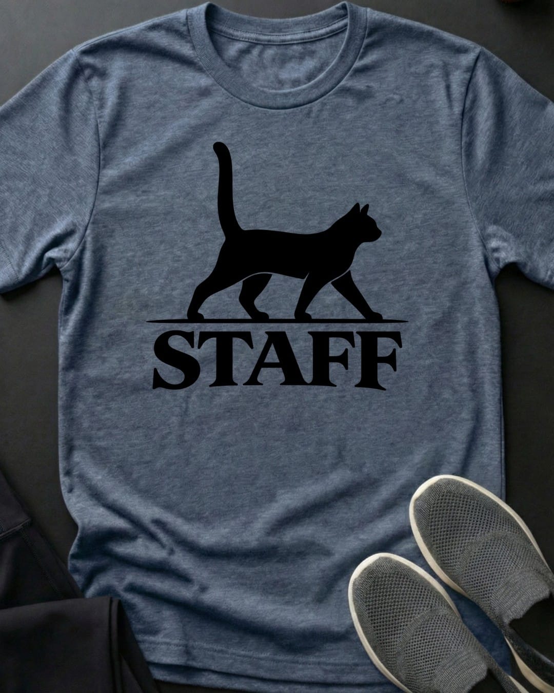 Cat Staff Tee in Heather Indigo