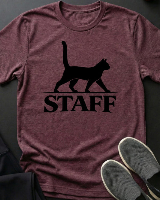 Cat Staff Tee in Heather Maroon