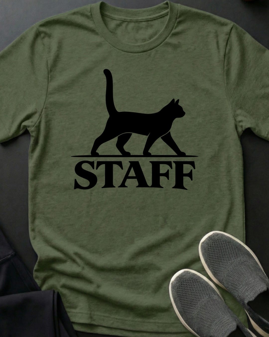 Cat Staff Tee in Military Green