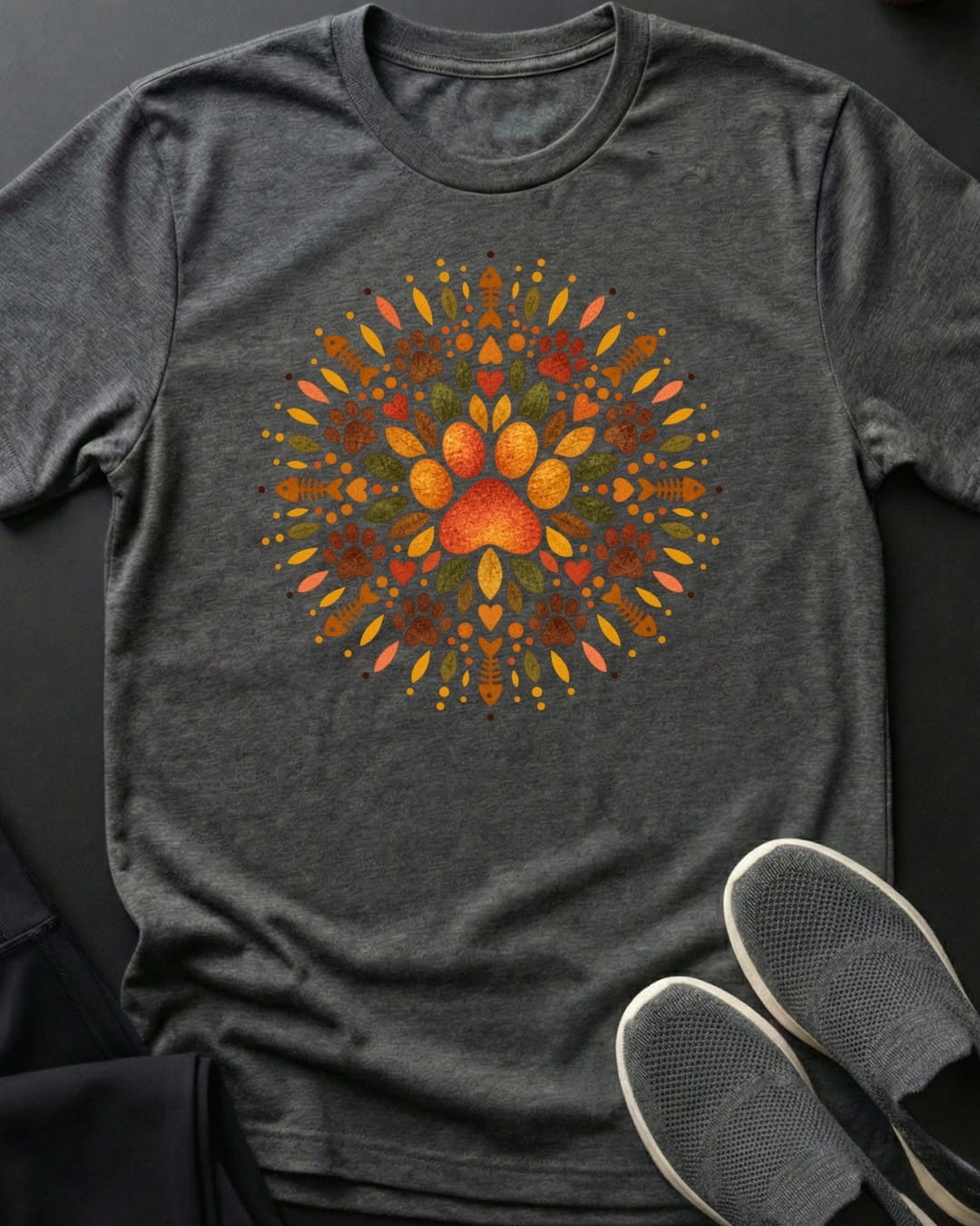 Paw Mandala Tee in Dark Heather