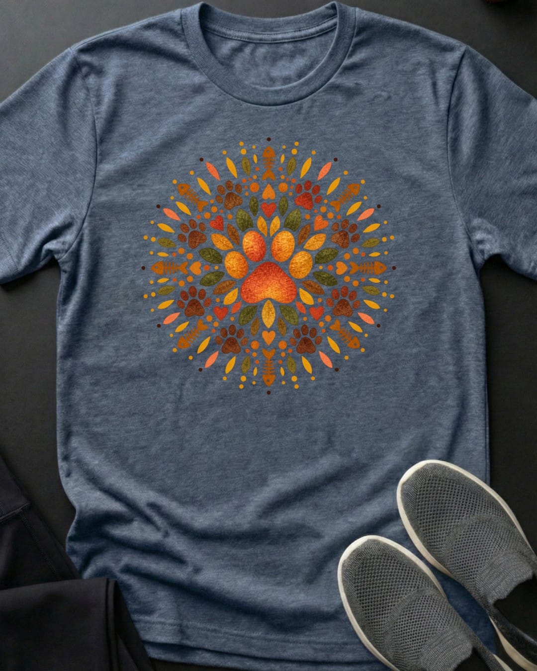 Paw Mandala Tee in Heather Indigo