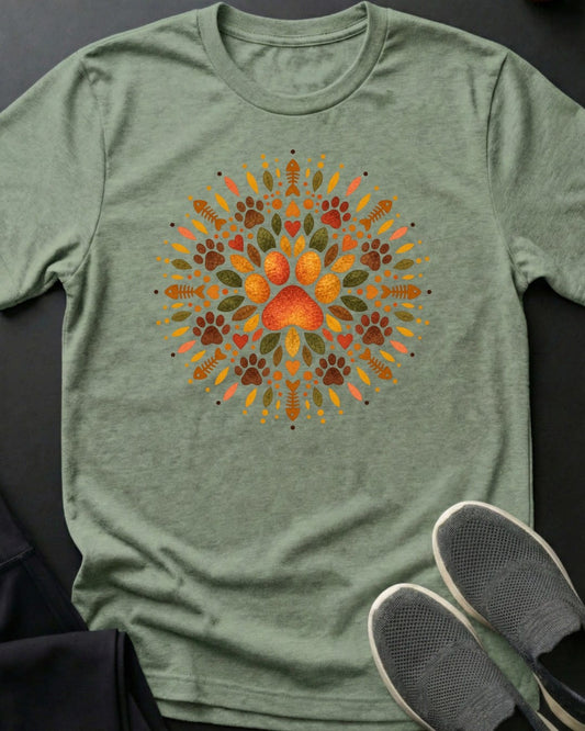 Paw Mandala Tee in Sage