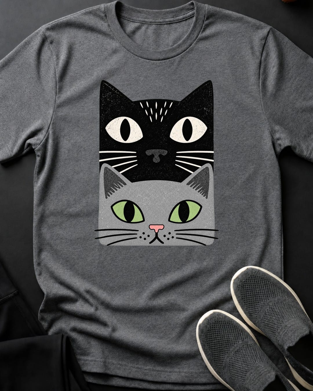 Grey Cat Stack Tee in Graphite Heather