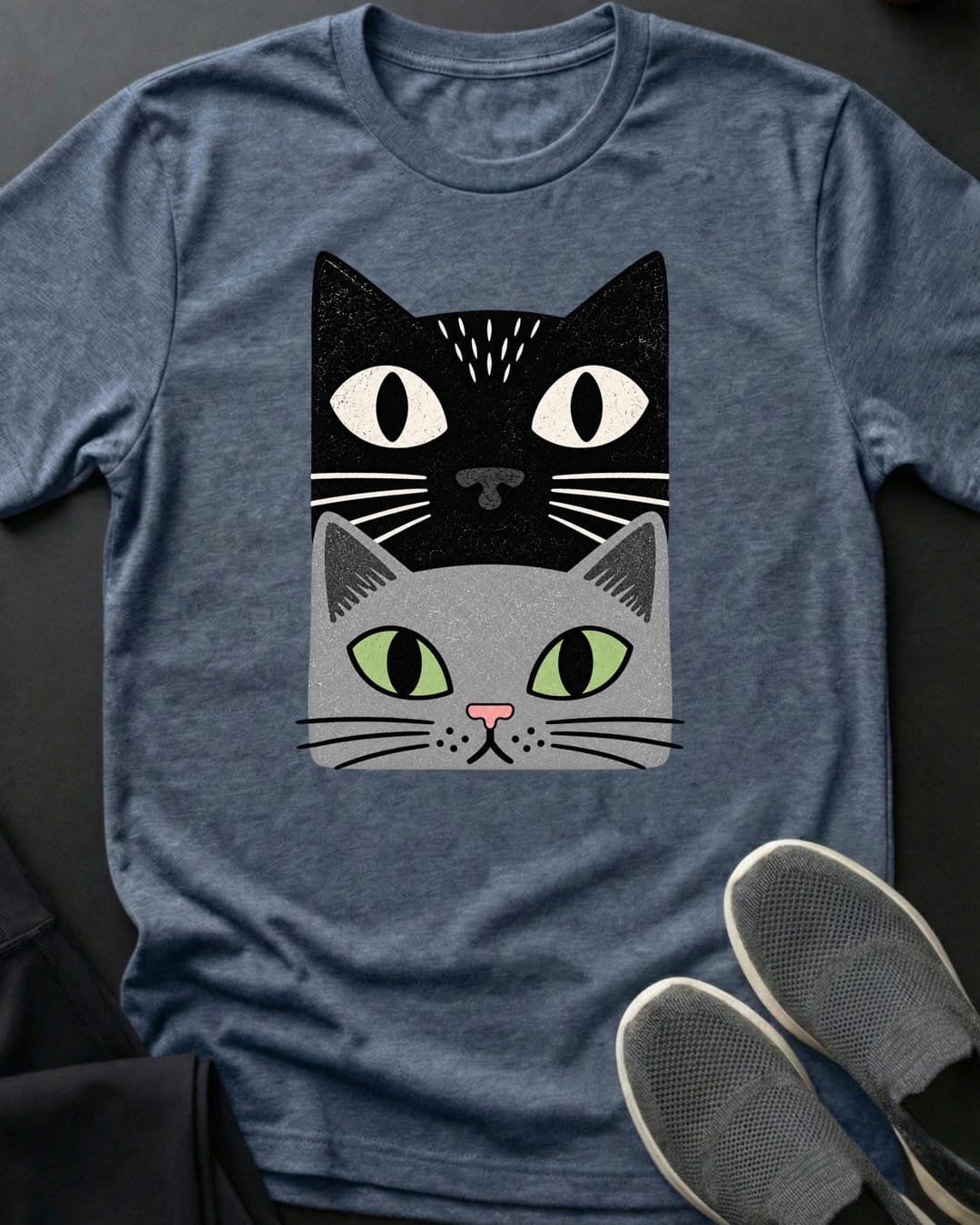Grey Cat Stack Tee in Heather Indigo