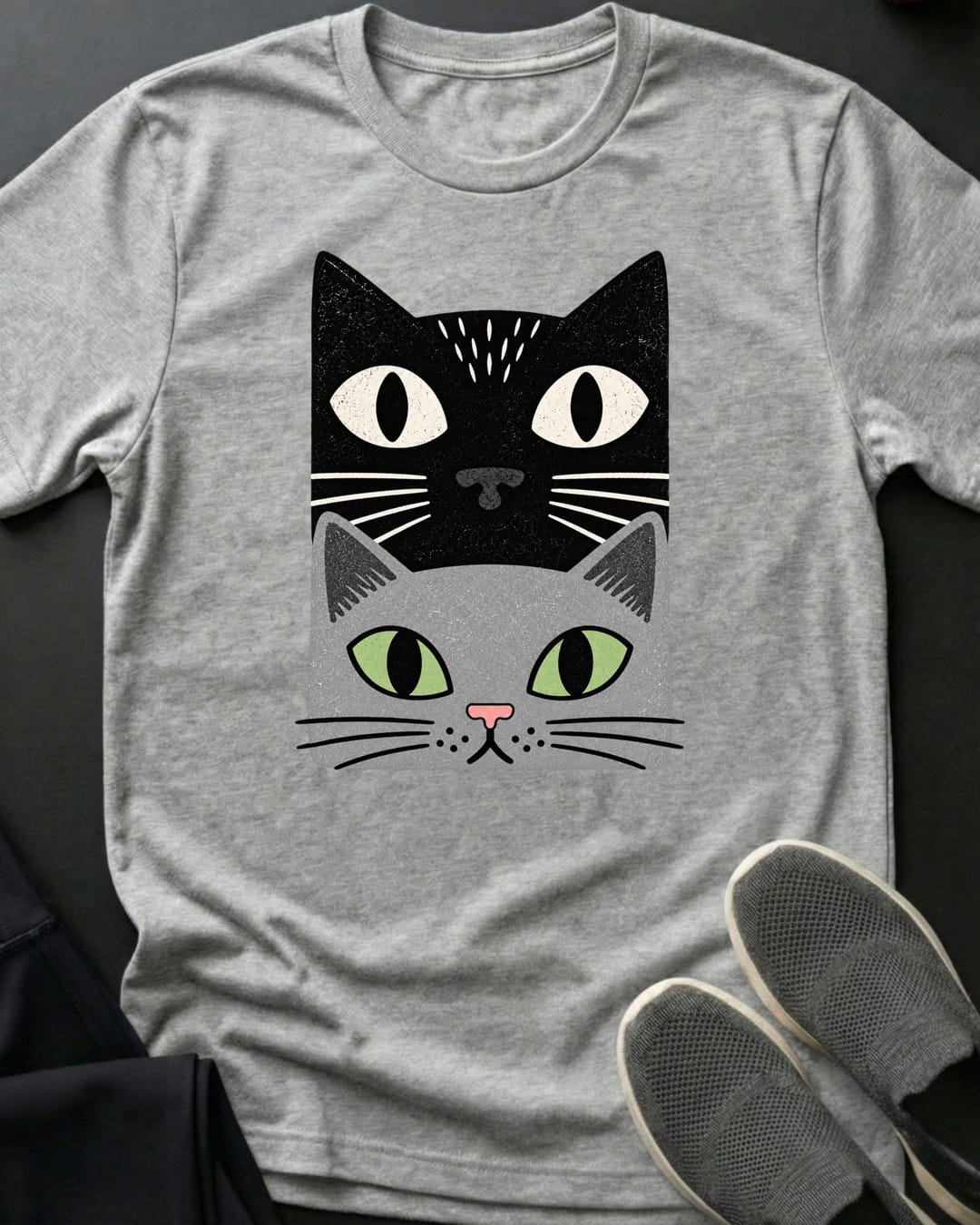 Grey Cat Stack Tee in Sport Grey