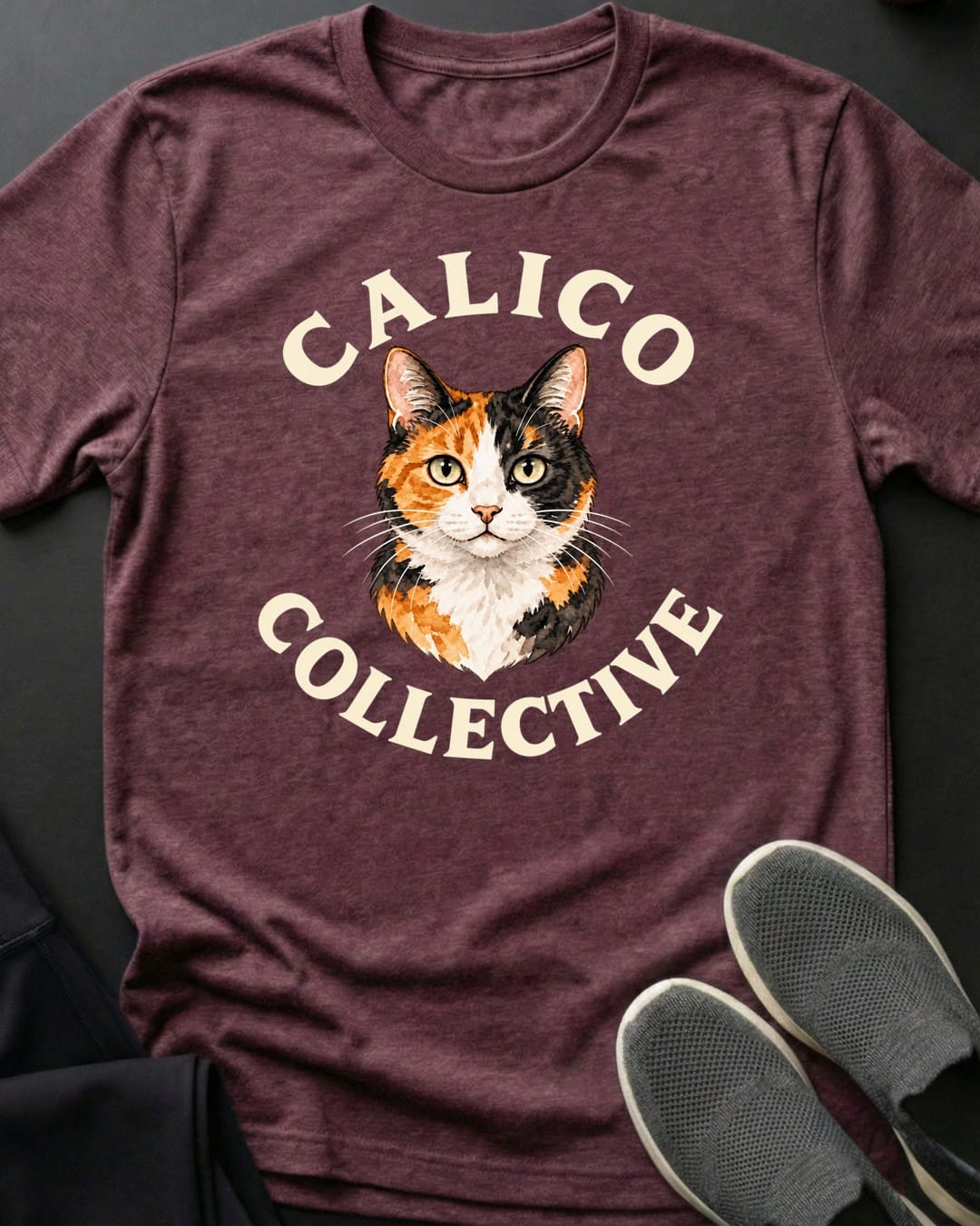 Calico Collective Tee in Heather Maroon