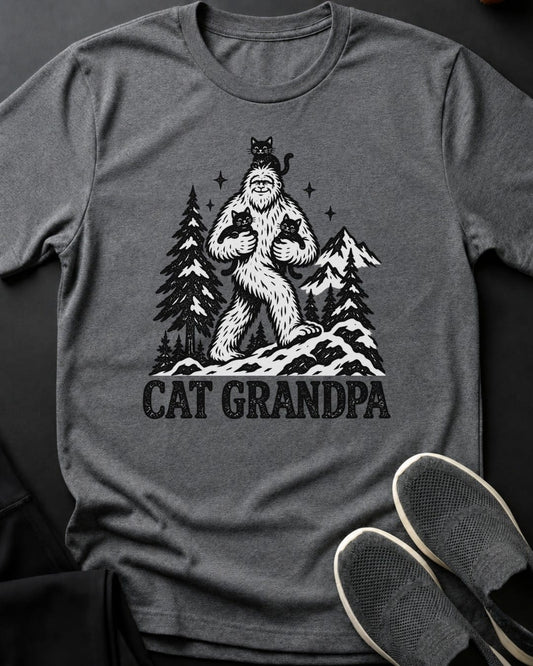 Cat Grandpa Tee in Graphite Heather