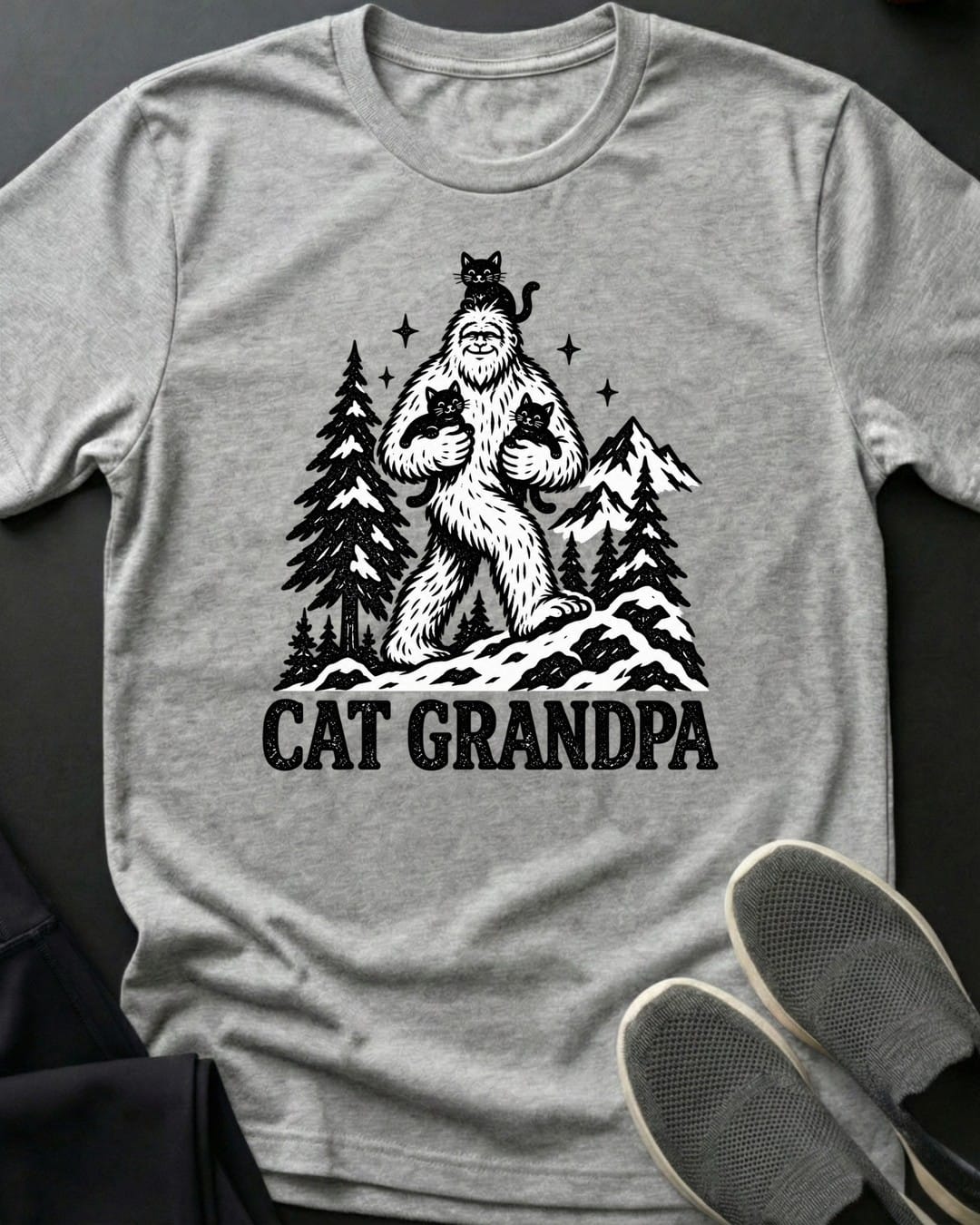 Cat Grandpa Tee in Sport Grey