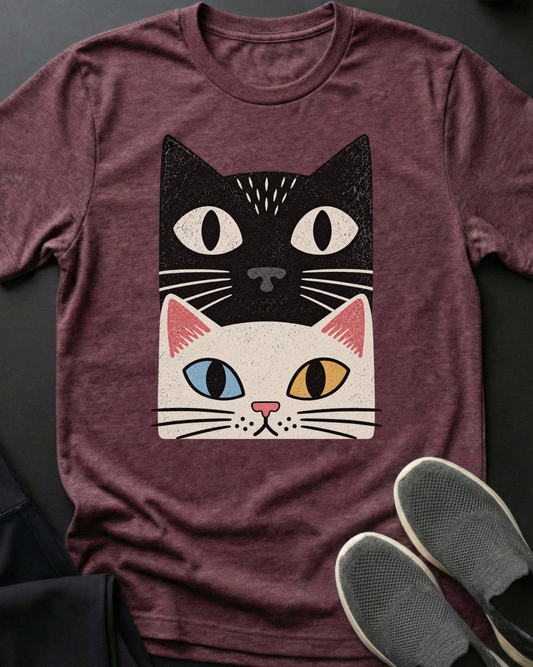 Pretty Eyes Stack Tee in Heather Maroon