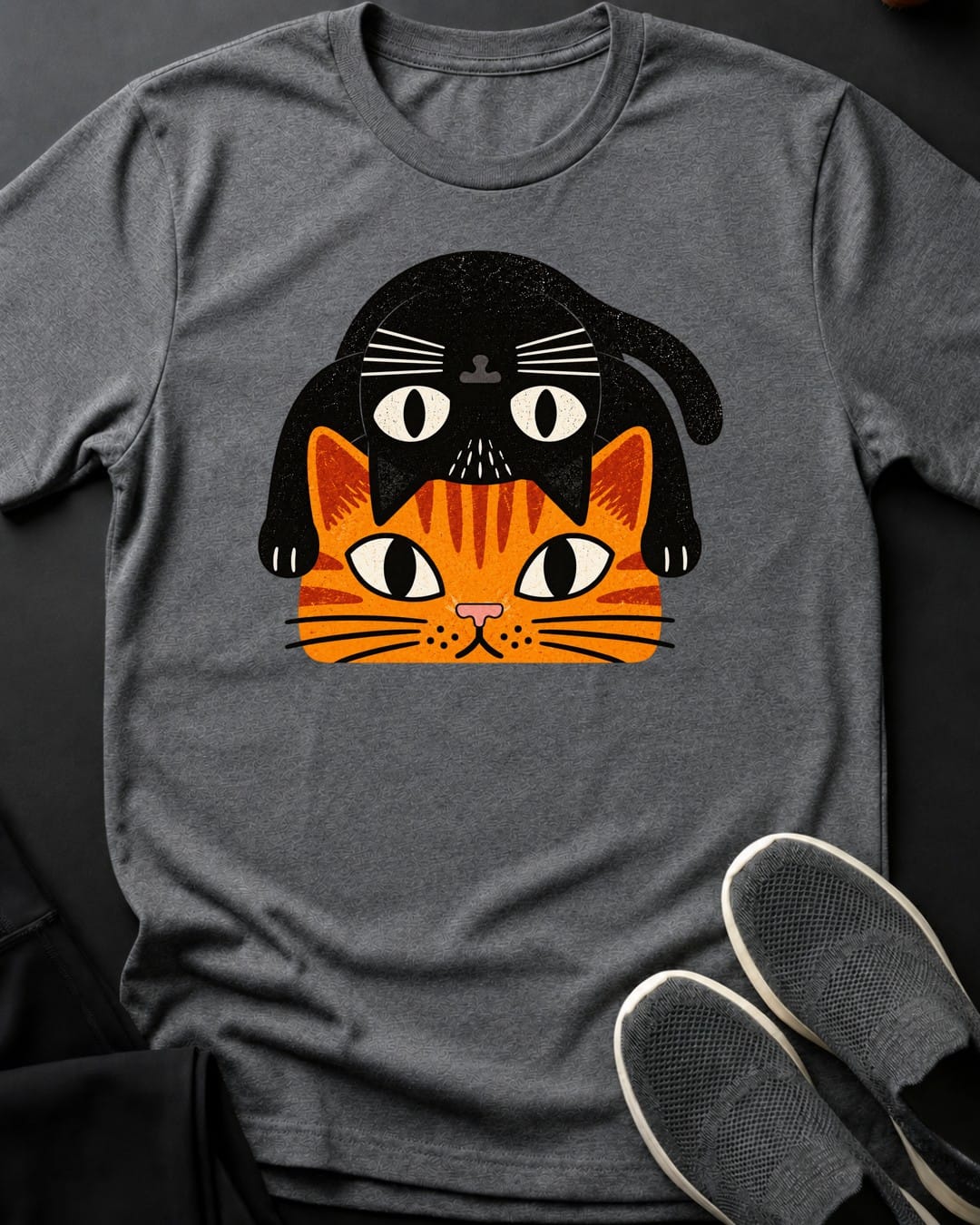 Cat Pile Tee in Graphite Heather