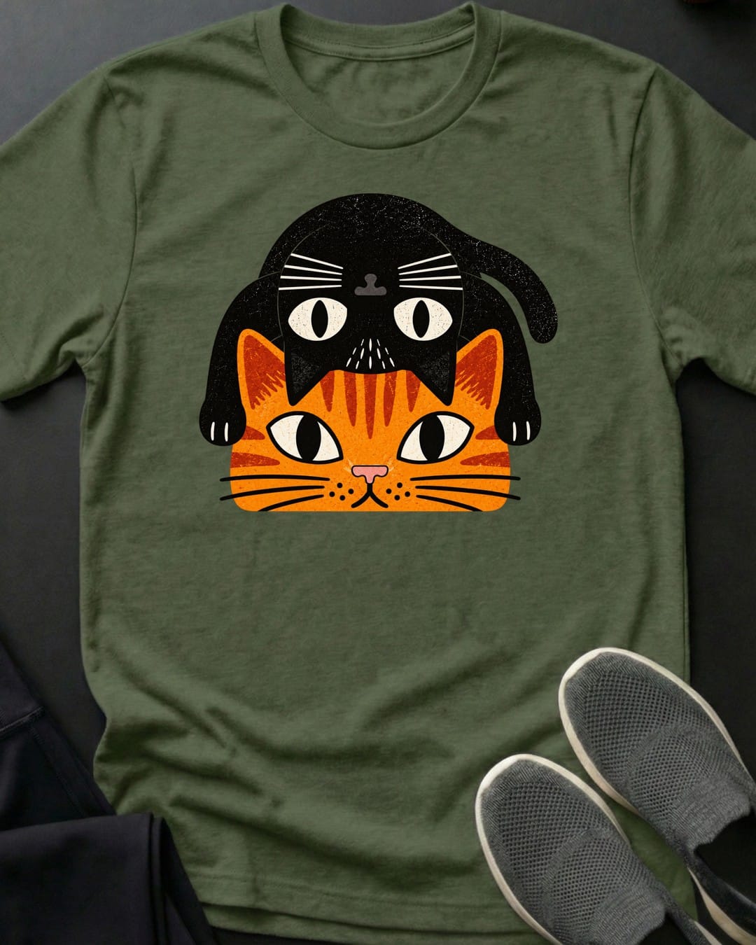 Cat Pile Tee in Military Green