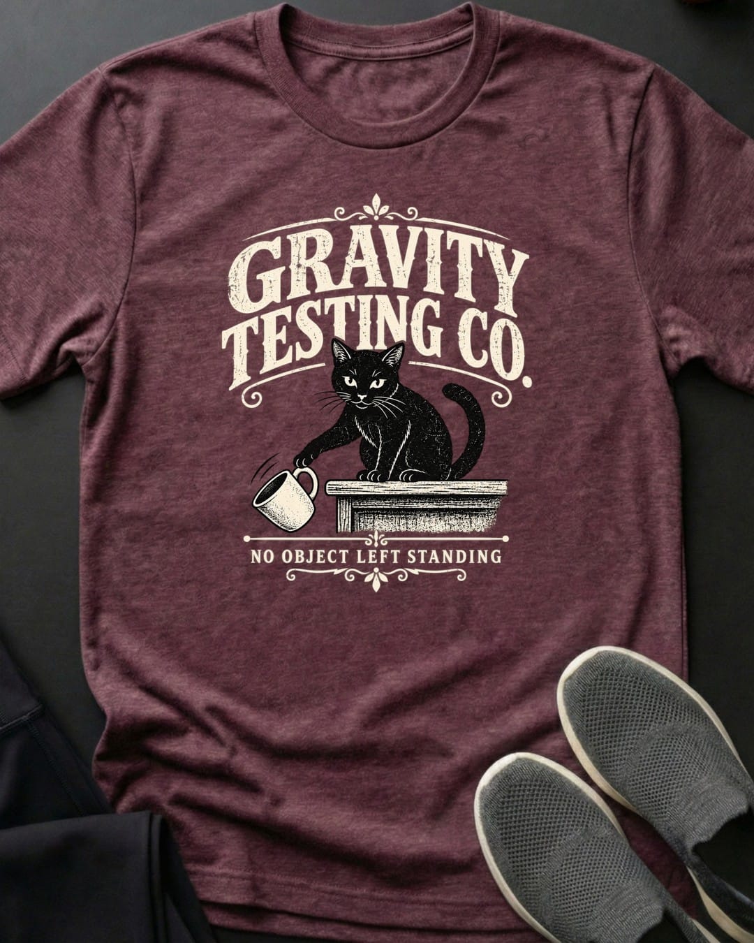 Gravity Testing Co. Tee in Heather Maroon
