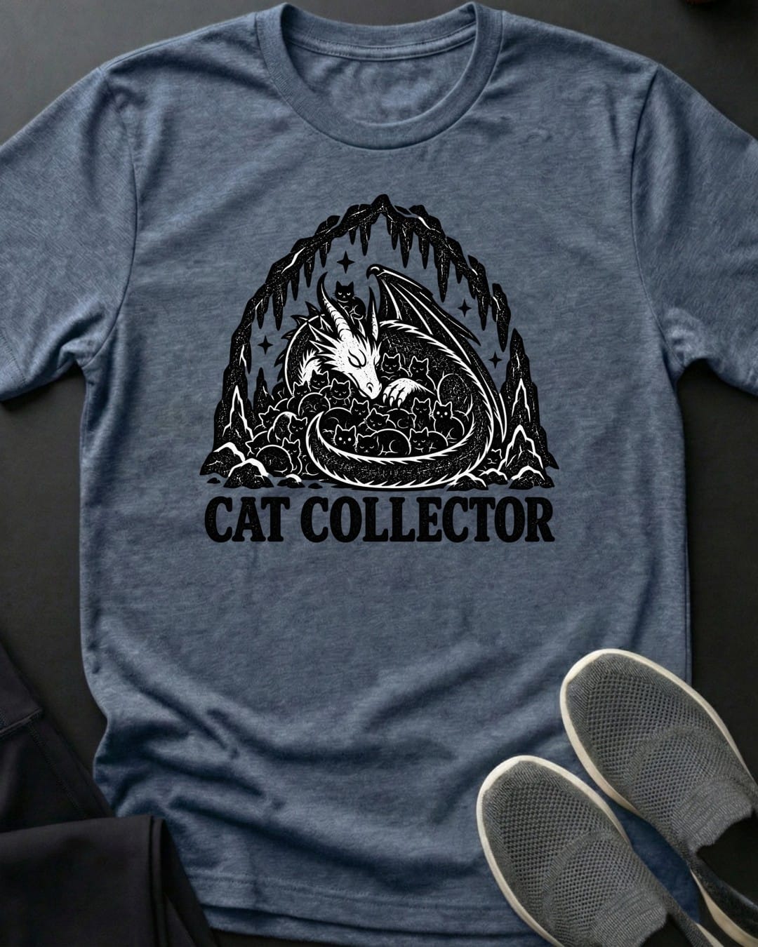 Cat Collector Tee in Heather Indigo