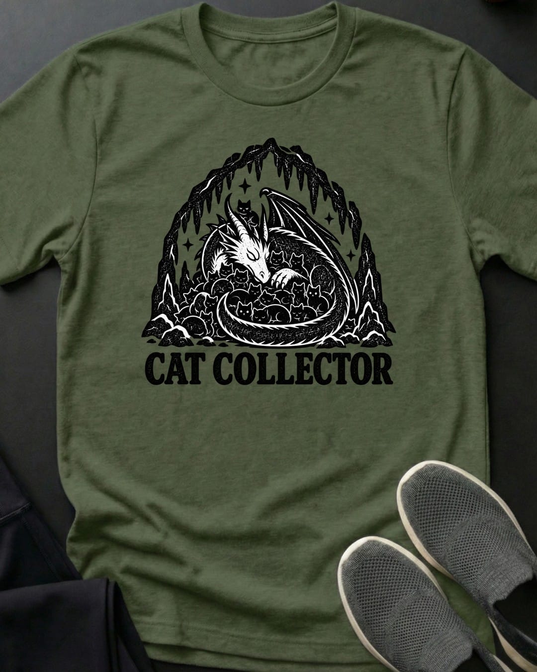 Cat Collector Tee in Military Green