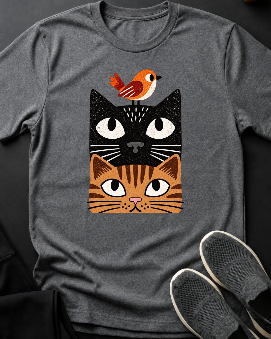 Bird On Head Tee in Graphite Heather