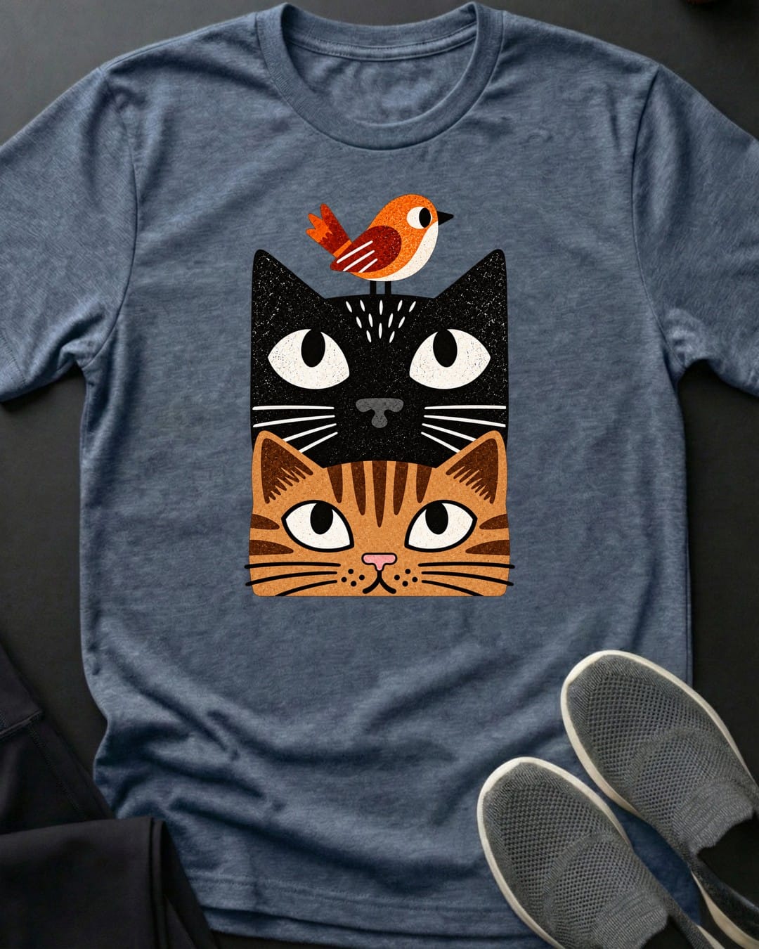 Bird On Head Tee in Heather Indigo