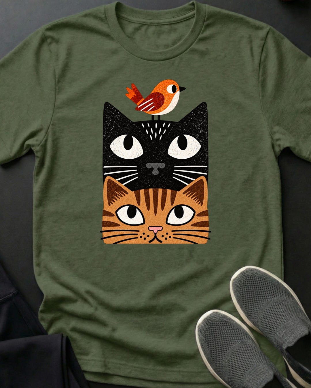 Bird On Head Tee in Military Green