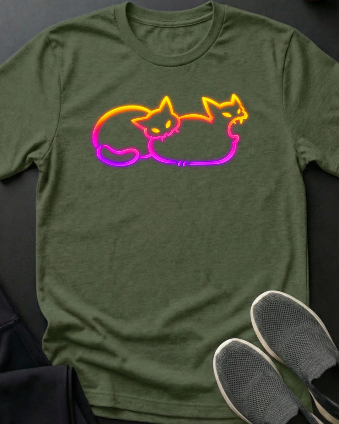 Neon Just Chillin' Tee in Military Green