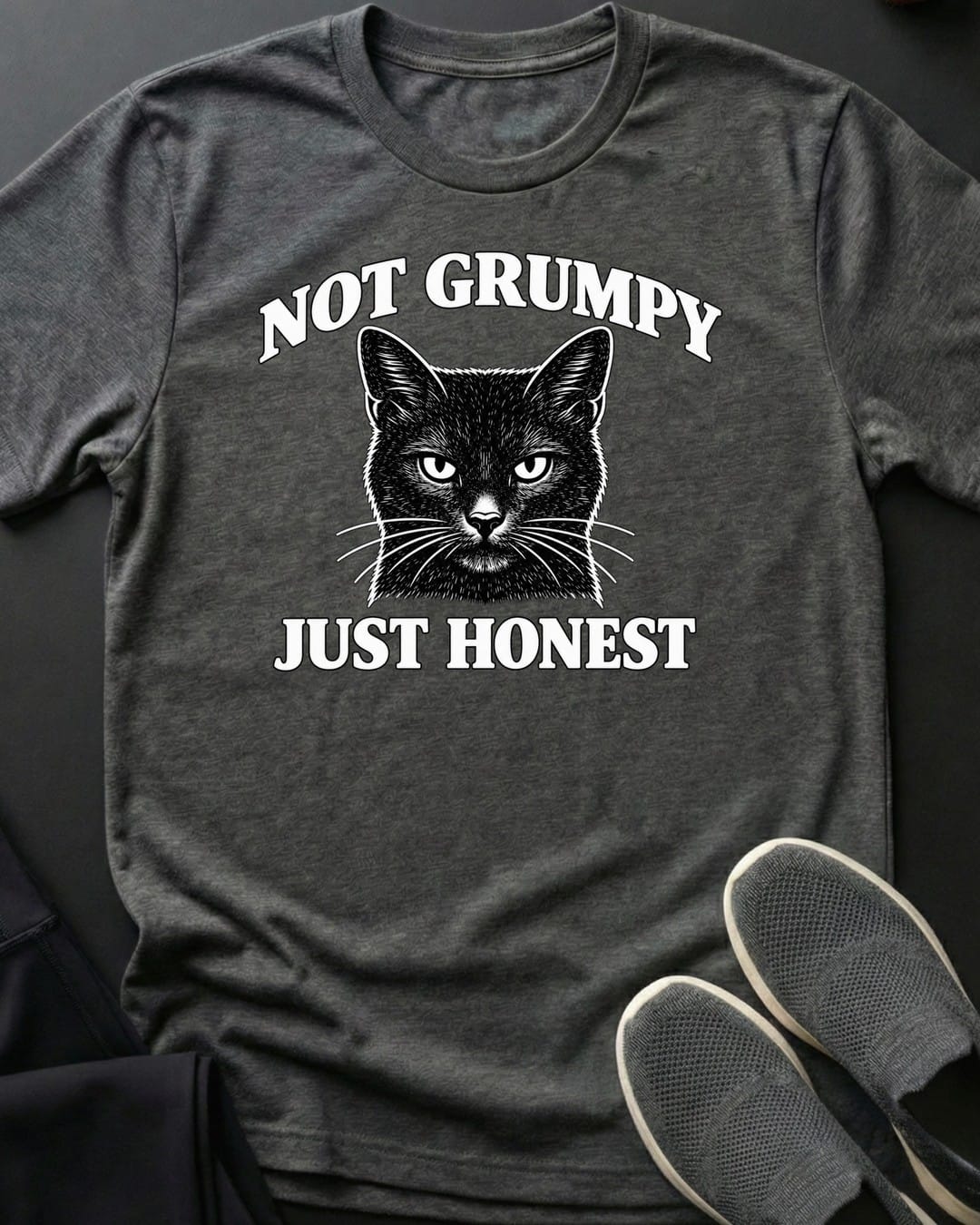 Not Grumpy Tee in Dark Heather