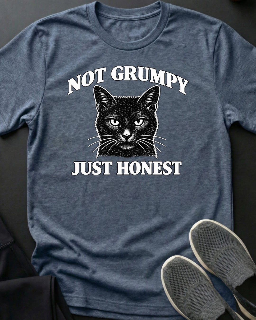 Not Grumpy Tee in Heather Indigo