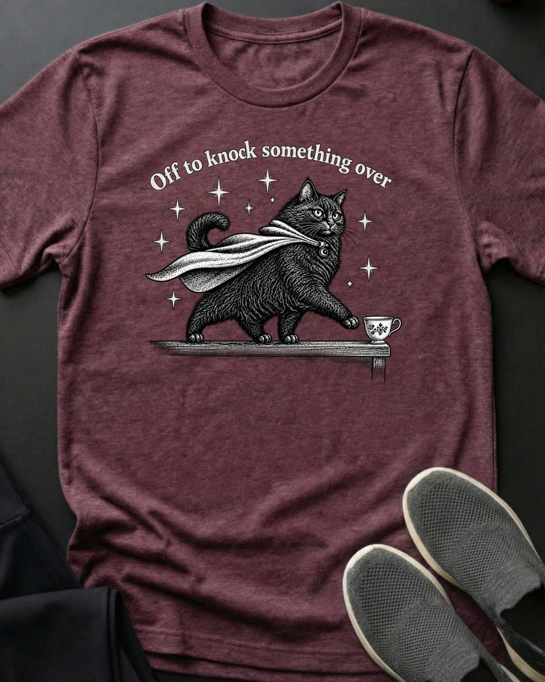 Knock It Over Tee in Heather Maroon