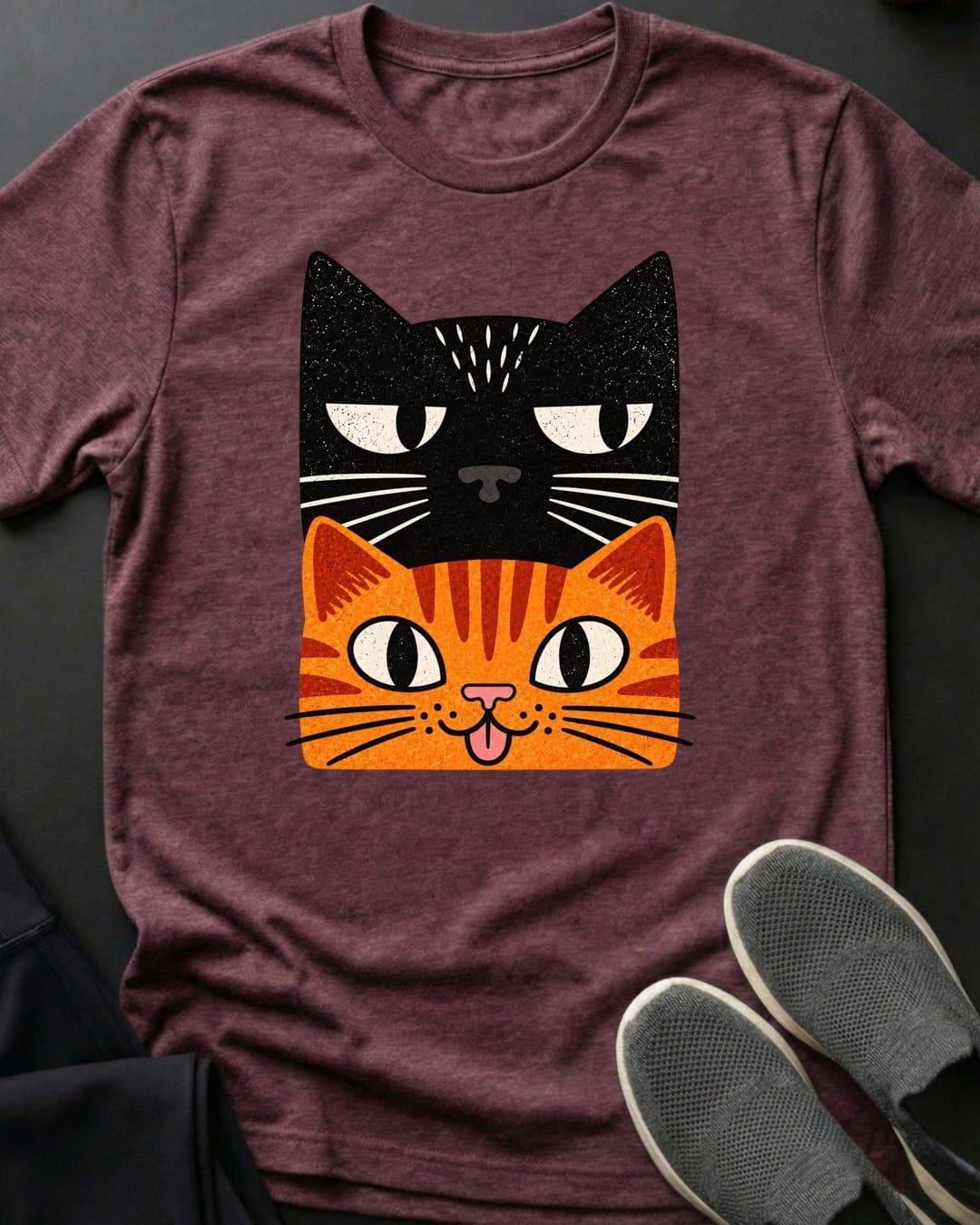 Side Eye Stack Tee in Heather Maroon