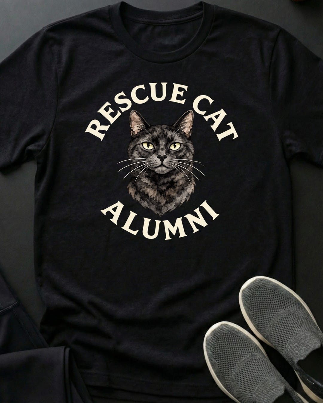 Rescue Cat Alumni Tee in Black